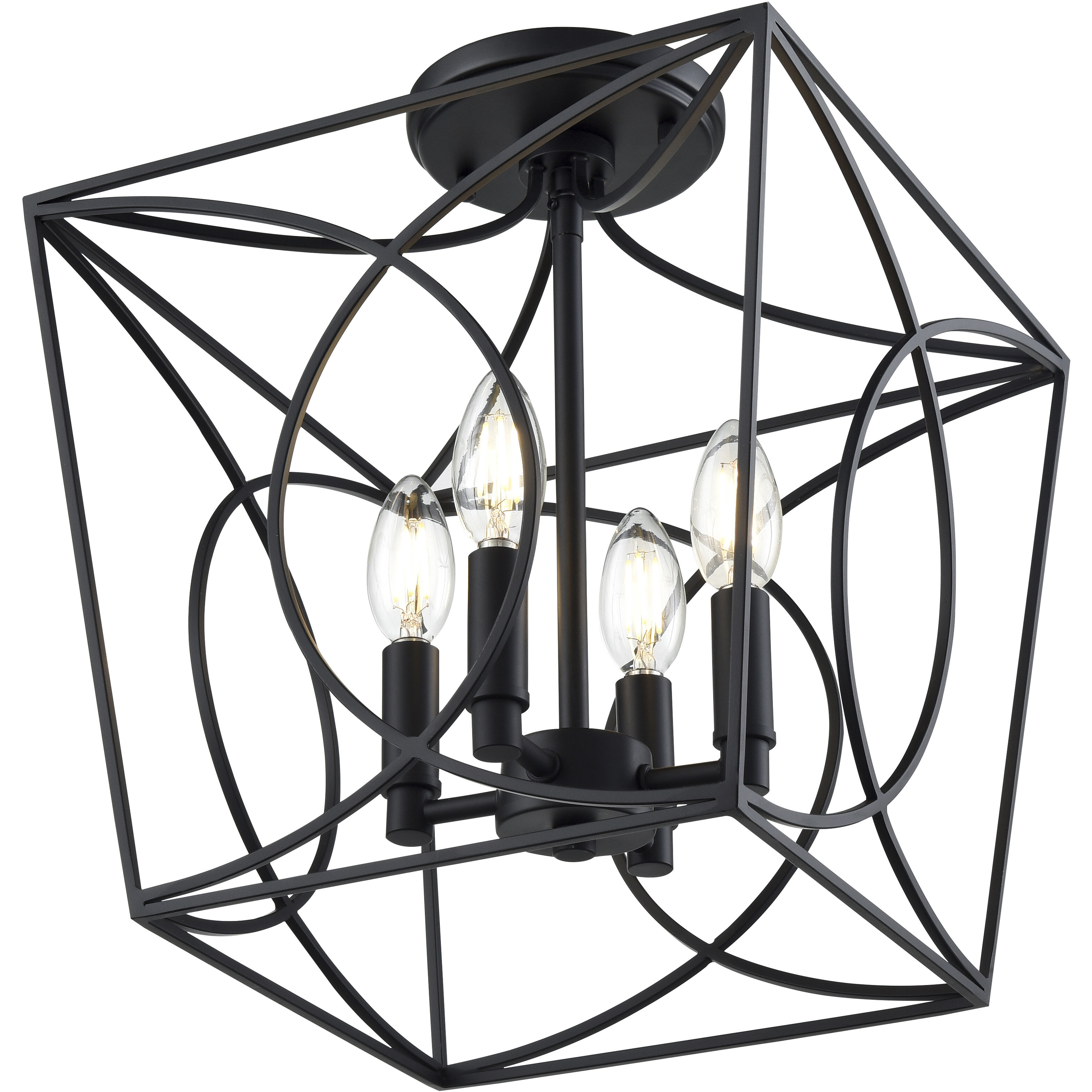 Tracy 4 Light 12 inch Matte Black Semi-Flush Mount Ceiling Light